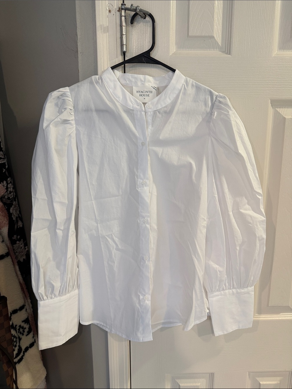 Hyacinth House White Puff-Sleeve Button-Down Shirt